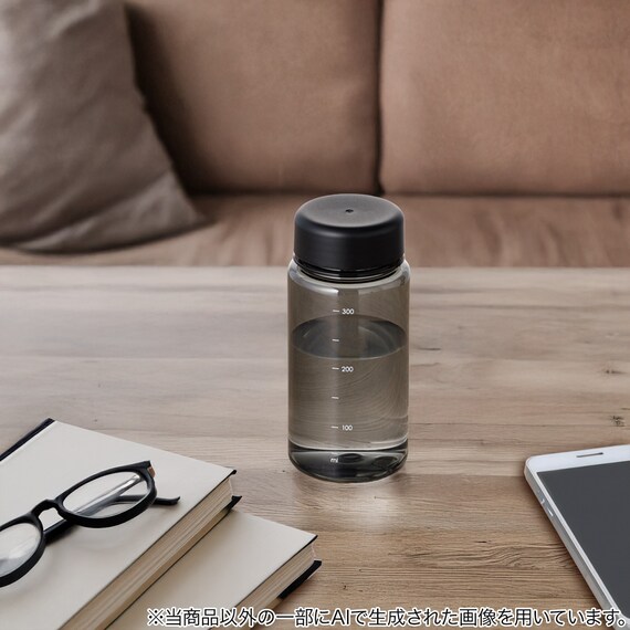 目盛り付き 常温 ウォーターボトル 350ml (ブラック) 軽量 クリアボトル 水筒 4枚目画像