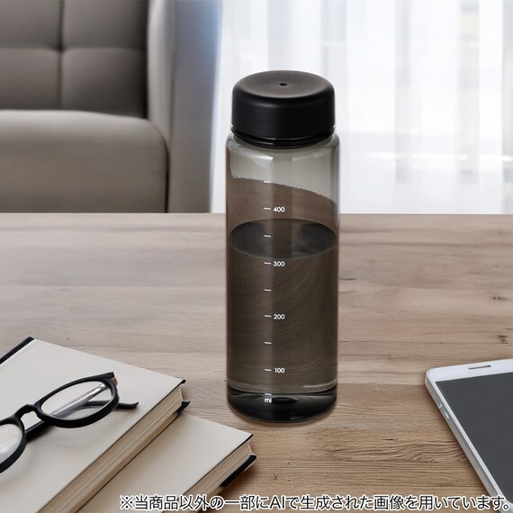 目盛り付き 常温 ウォーターボトル 500ml (ブラック) 軽量 クリアボトル 水筒 4枚目画像