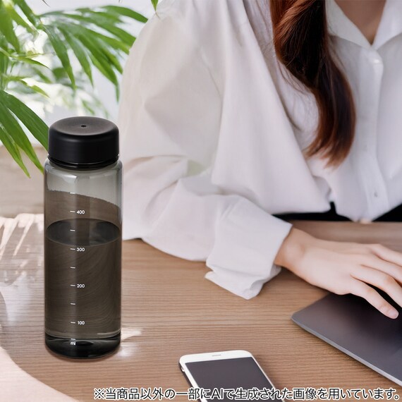 目盛り付き 常温 ウォーターボトル 500ml (ブラック) 軽量 クリアボトル 水筒 5枚目画像