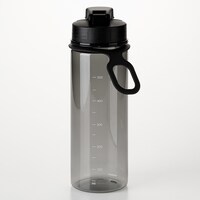 ウォーターボトル目盛り・ハンドル付き 600ml (ブラック)