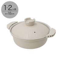 IH・ガス火 超軽量 土鍋風卓上鍋 18cm(ベージュ KY073)
