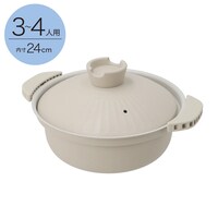IH・ガス火 超軽量 土鍋風卓上鍋 24cm(ベージュ KY073)