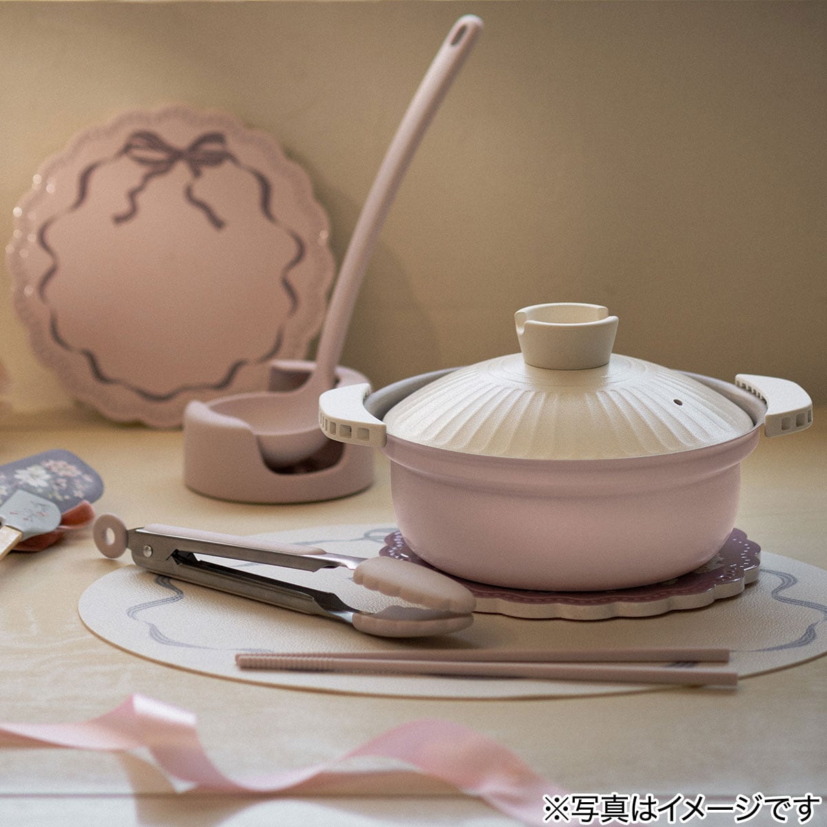 IH持ちやすい軽量土鍋風卓上鍋(18cm ローズ KY073) | ニトリネット