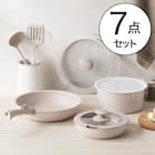IH・ガス火 着脱鍋フライパンセット 7点セット (TORERU3 モカ TR02) 1枚目画像