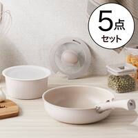 【取っ手がとれる】IH・ガス火 着脱鍋フライパンセット 5点セット (TORERU3 モカ TR02)