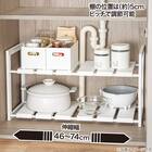 【シンク・洗面下収納8点セット】2段伸縮ラック+整理ボックス 奥行き30cm WH 5枚目画像