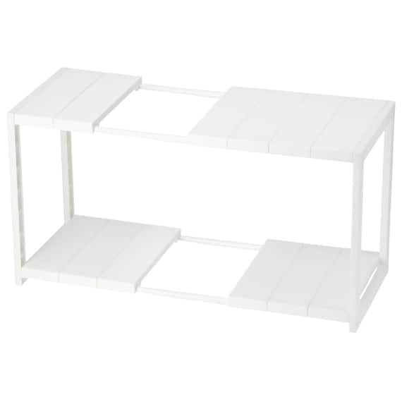 【シンク・洗面下収納8点セット】2段伸縮ラック+整理ボックス 奥行き30cm WH 12枚目画像