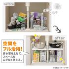 【シンク下収納5点セット】2段伸縮ラック+収納ボックス 奥行き30cm CL 4枚目画像