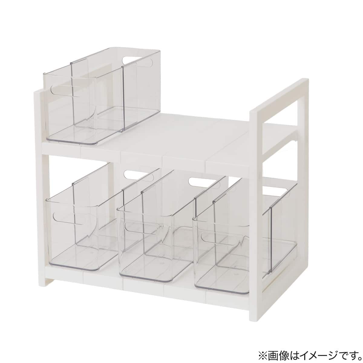 シンク下収納5点セット】2段伸縮ラック+収納ボックス 奥行き30cm CL シンク下収納5点セット】2段伸縮ラック+収納ボックス 奥行き30cm CL