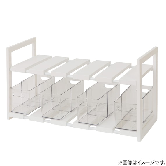 【シンク下収納5点セット】2段伸縮ラック+収納ボックス 奥行き30cm CL 26枚目画像