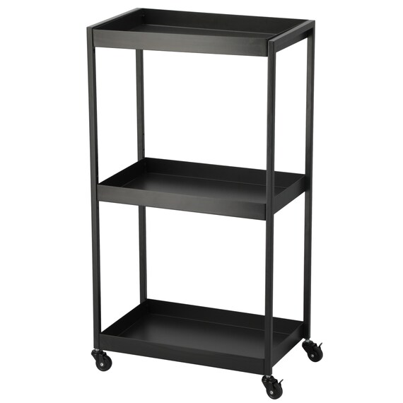 棚がフラットにもなる2wayスチールワゴン(3段 UMー25 ブラック) 1枚目画像