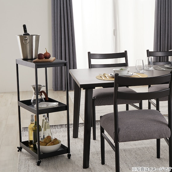 棚がフラットにもなる2wayスチールワゴン(3段 UMー25 ブラック) 7枚目画像