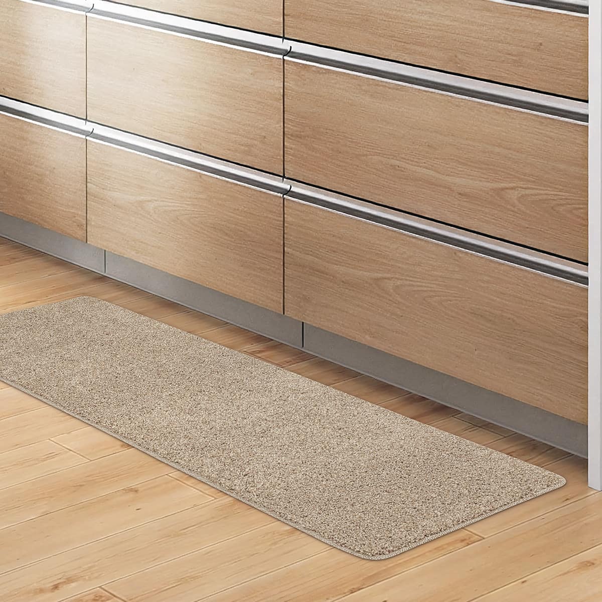 ニトリ　木製フロアスタンド 約140cm ベージュシェード フロアマット セミシャギーマット(45×180 ベージュ LG12) | ニトリ