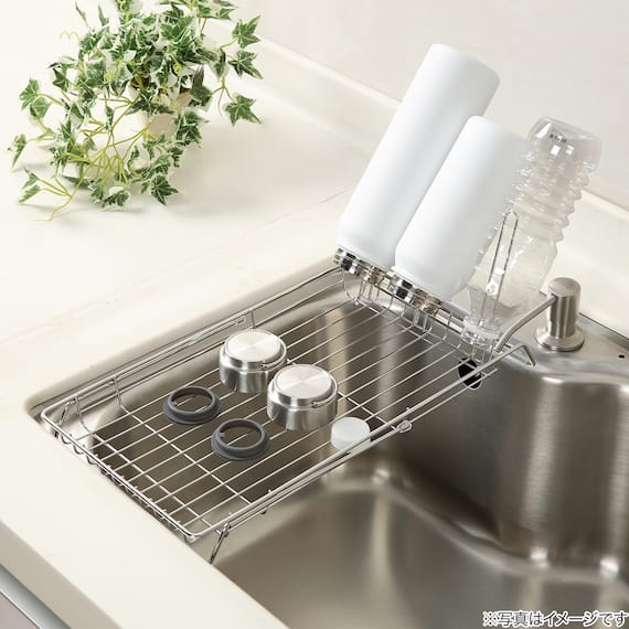 スライド水切りラック ボトルスタンド付き 2枚目画像
