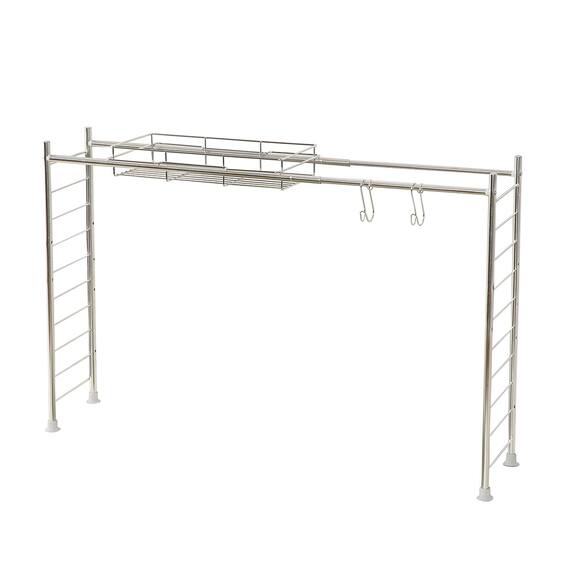 【SUS水切り】伸縮シンク上ラック5点セット(Sフック付き ) 6枚目画像