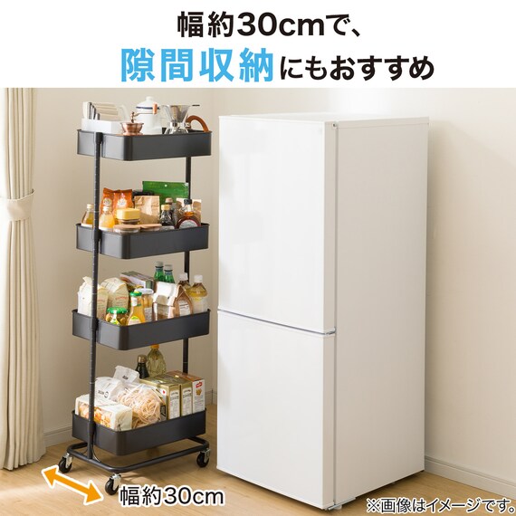 高さ調整ができるスチールワゴン 4段(ブラック) 8枚目画像