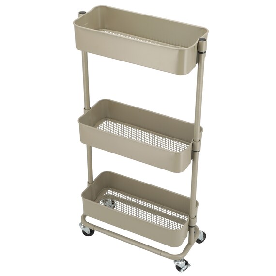 高さ調節ができるスチールワゴン スリム(ブラウン) 1枚目画像