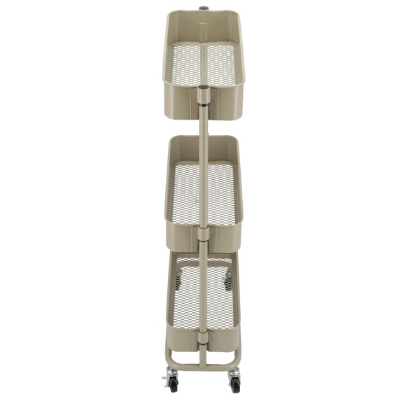 高さ調節ができるスチールワゴン スリム(ブラウン) 13枚目画像