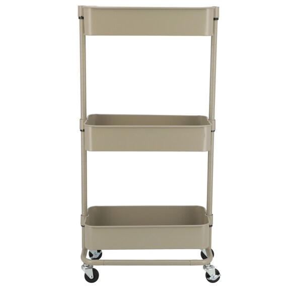 高さ調節ができるスチールワゴン スリム(ブラウン) 14枚目画像