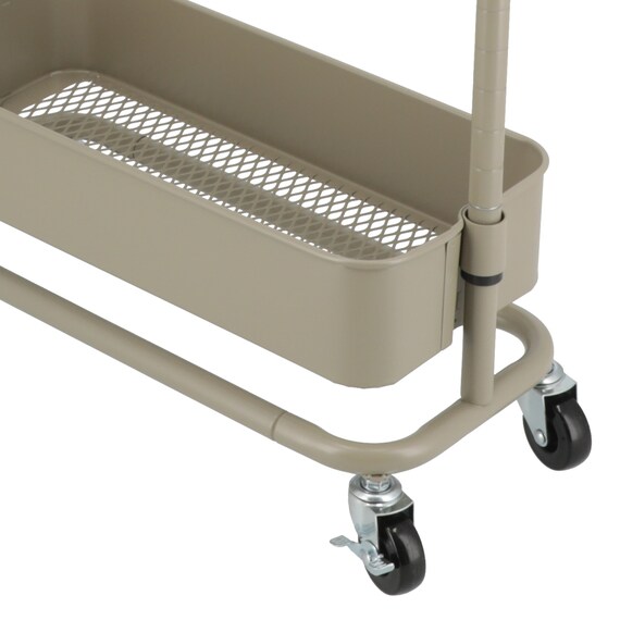 高さ調節ができるスチールワゴン スリム(ブラウン) 17枚目画像