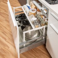 シンク下引き出し用スライドラック 幅46-74cm (ホワイト)