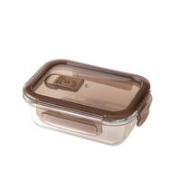 フタもレンジで使えるガラス保存容器(370mL ブラウン RC002)