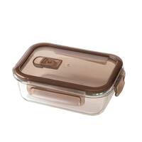 フタもレンジで使えるガラス保存容器(640mL ブラウン RC002)