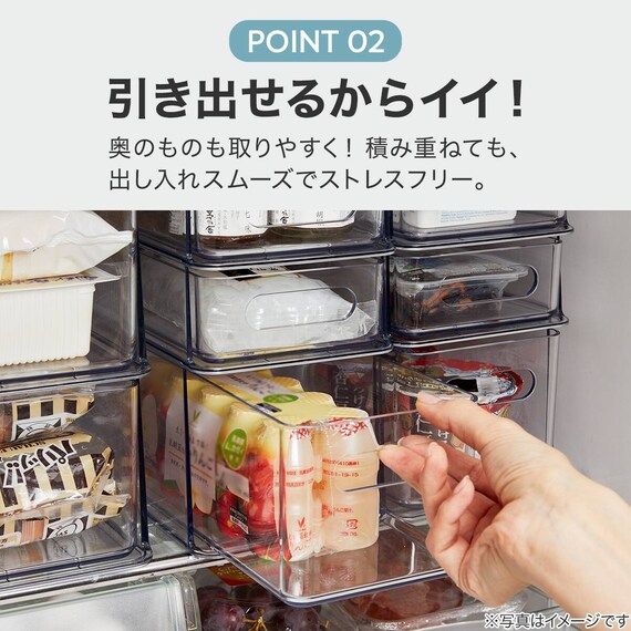 【セット】トレー用フタ付き冷蔵庫引出しセット　幅13cm　2段 6枚目画像