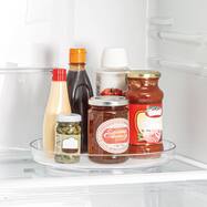 すべり止め付き 奥まで取れる 冷蔵庫回転トレー(クリア)