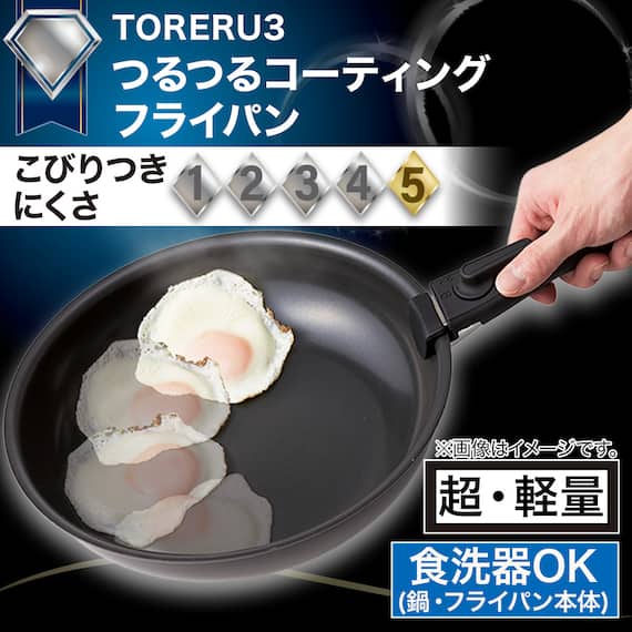 【取っ手がとれる】IHスピンコート フライパン28cm(TORERU3) トレル つるつるコーティング 2枚目画像