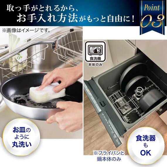 【取っ手がとれる】IHスピンコート フライパン28cm(TORERU3) トレル つるつるコーティング 11枚目画像