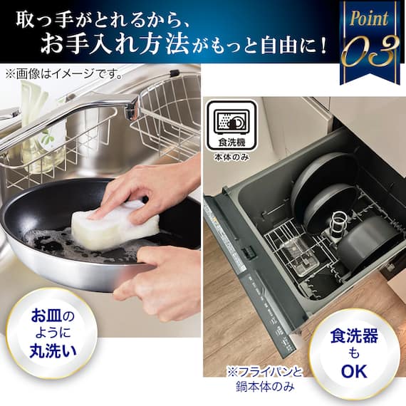 【取っ手がとれる】IHスピンコート フライパン28cm(TORERU3) トレル つるつるコーティング 11枚目画像