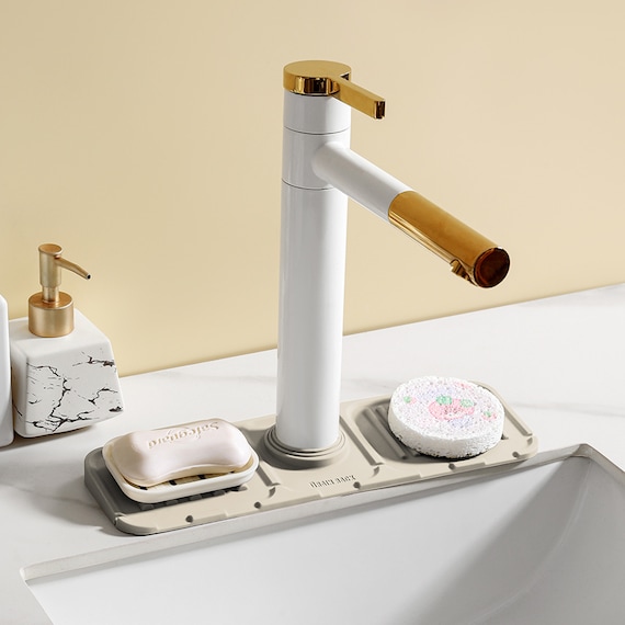 水切りできる 蛇口マット(RH709 ベージュ) 1枚目画像