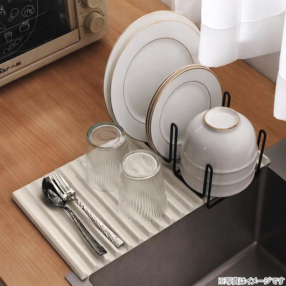 水が流れる 水切りマット(RH754 ベージュ) 2枚目画像