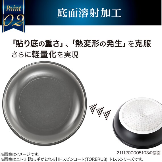 【取っ手がとれる】IH・ガス火 スピンコート フライパン・鍋 5点セット(MO FS005) つるつるコーティング 8枚目画像