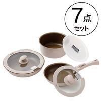 【取っ手がとれる】IH・ガス火 スピンコートフライパン・鍋 7点セット( MO FS005) つるつるコーティング