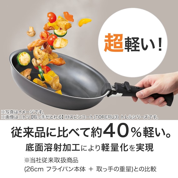 【取っ手がとれる】IH・ガス火 スピンコート フライパン(FP20cm モカ FS005) 3枚目画像