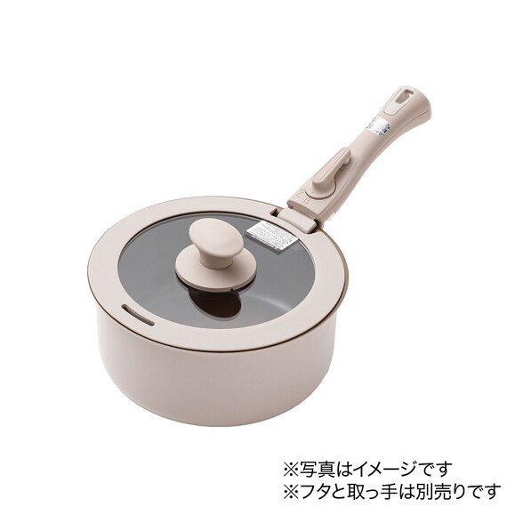 【取っ手がとれる】IH・ガス火 スピンコート 鍋(16cm モカ FS005) 16枚目画像