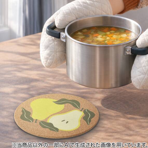 マグネット付きコルク鍋敷き(洋ナシ NR02) 3枚目画像