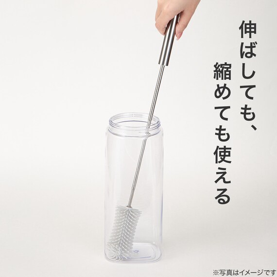 伸縮＋回転シリコーンボトル洗い(グレー) 2枚目画像