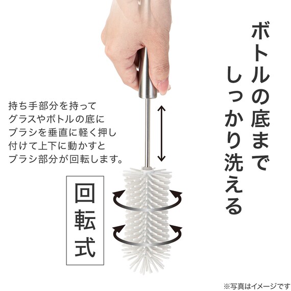 伸縮＋回転シリコーンボトル洗い(グレー) 3枚目画像