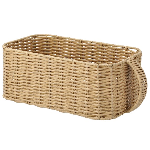 ラタン風 バスケットハーフ取っ手付き(HN251102) 1枚目画像