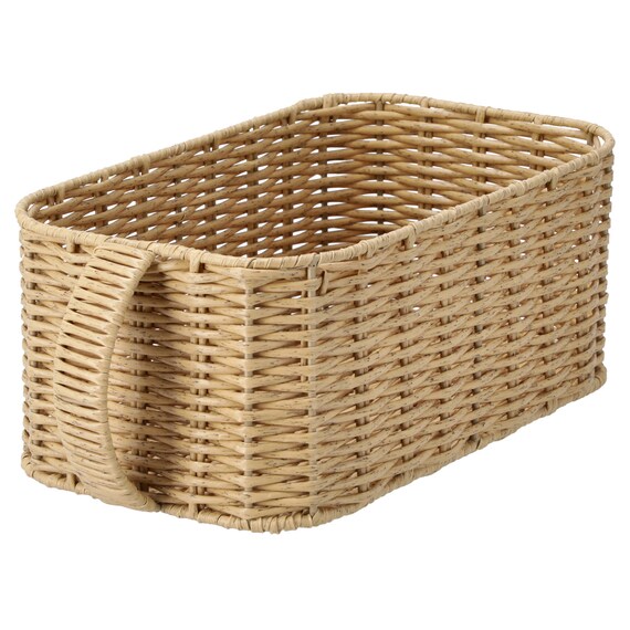 ラタン風 バスケットハーフ取っ手付き(HN251102) 2枚目画像