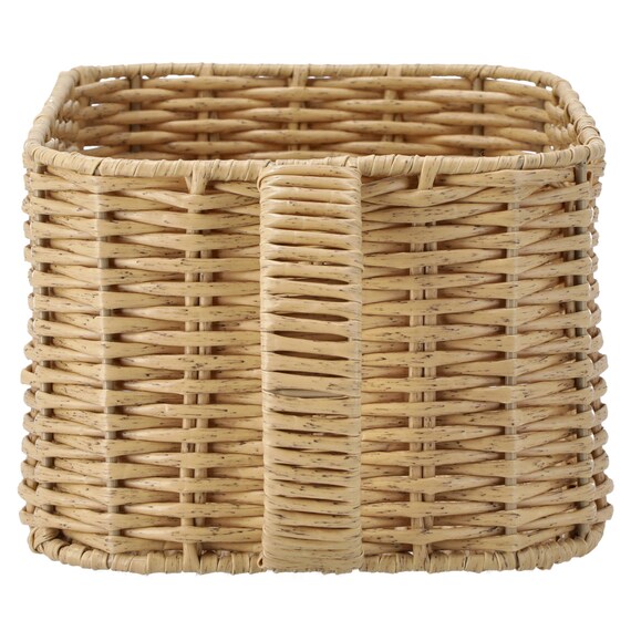 ラタン風 バスケットハーフ取っ手付き(HN251102) 4枚目画像