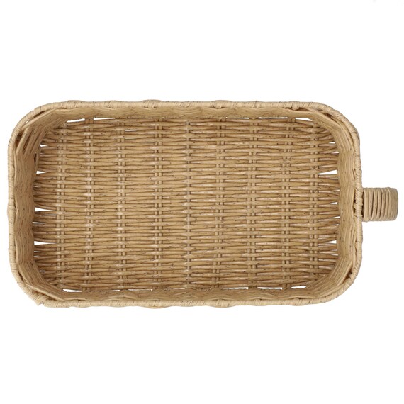 ラタン風 バスケットハーフ取っ手付き(HN251102) 5枚目画像