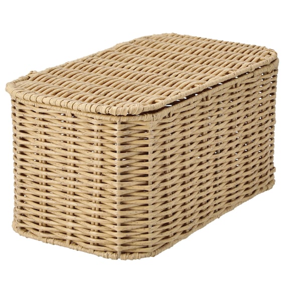 ラタン風 ふた付きバスケット(HN251106) 2枚目画像