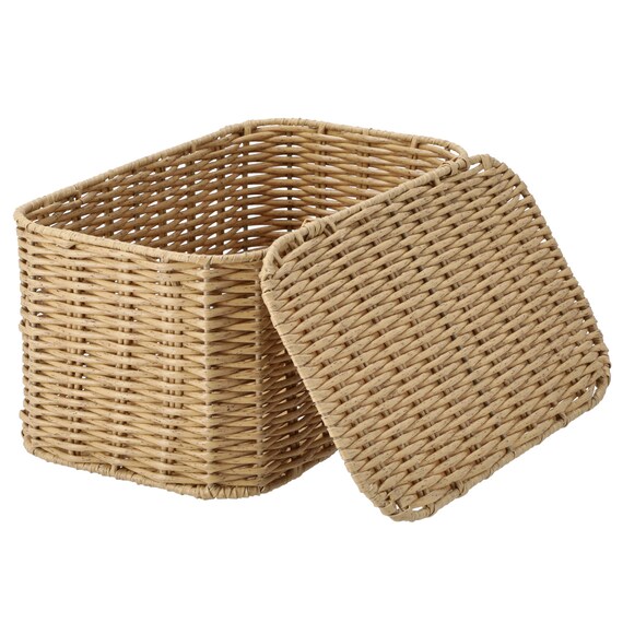 ラタン風 ふた付きバスケット(HN251106) 3枚目画像