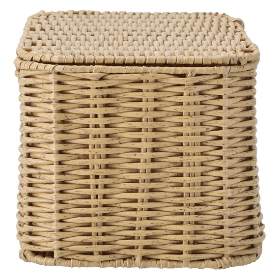 ラタン風 ふた付きバスケット(HN251106) 5枚目画像