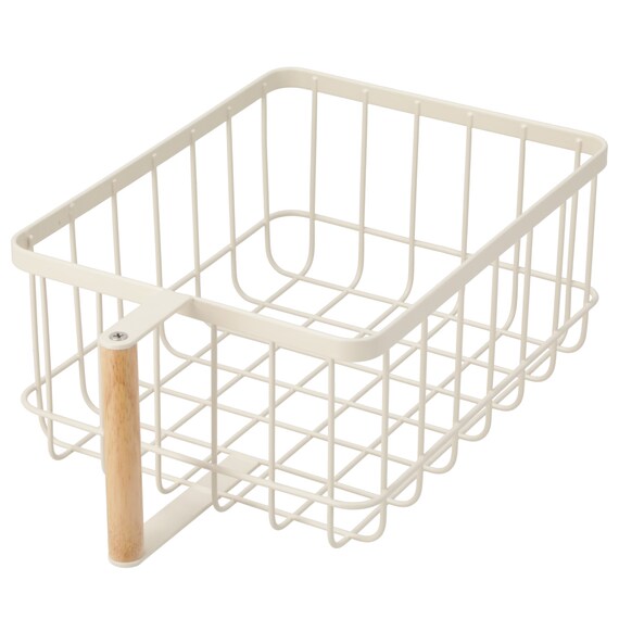 ワイヤーバスケット取っ手付き 高さ10.5cm(HF101236 ベージュ) 1枚目画像