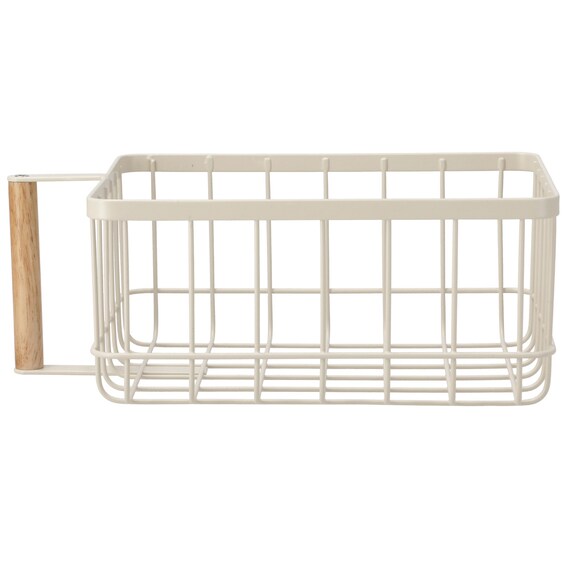 ワイヤーバスケット取っ手付き 高さ10.5cm(HF101236 ベージュ) 3枚目画像